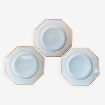 3 Sarreguemines octagonal beaded plates