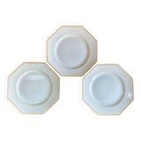 3 Sarreguemines octagonal beaded plates
