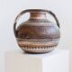 Vintage ceramic vase from the 1960s, hand-painted Italian pottery with two handles, brown tones and decorative pattern by Italica Ars.