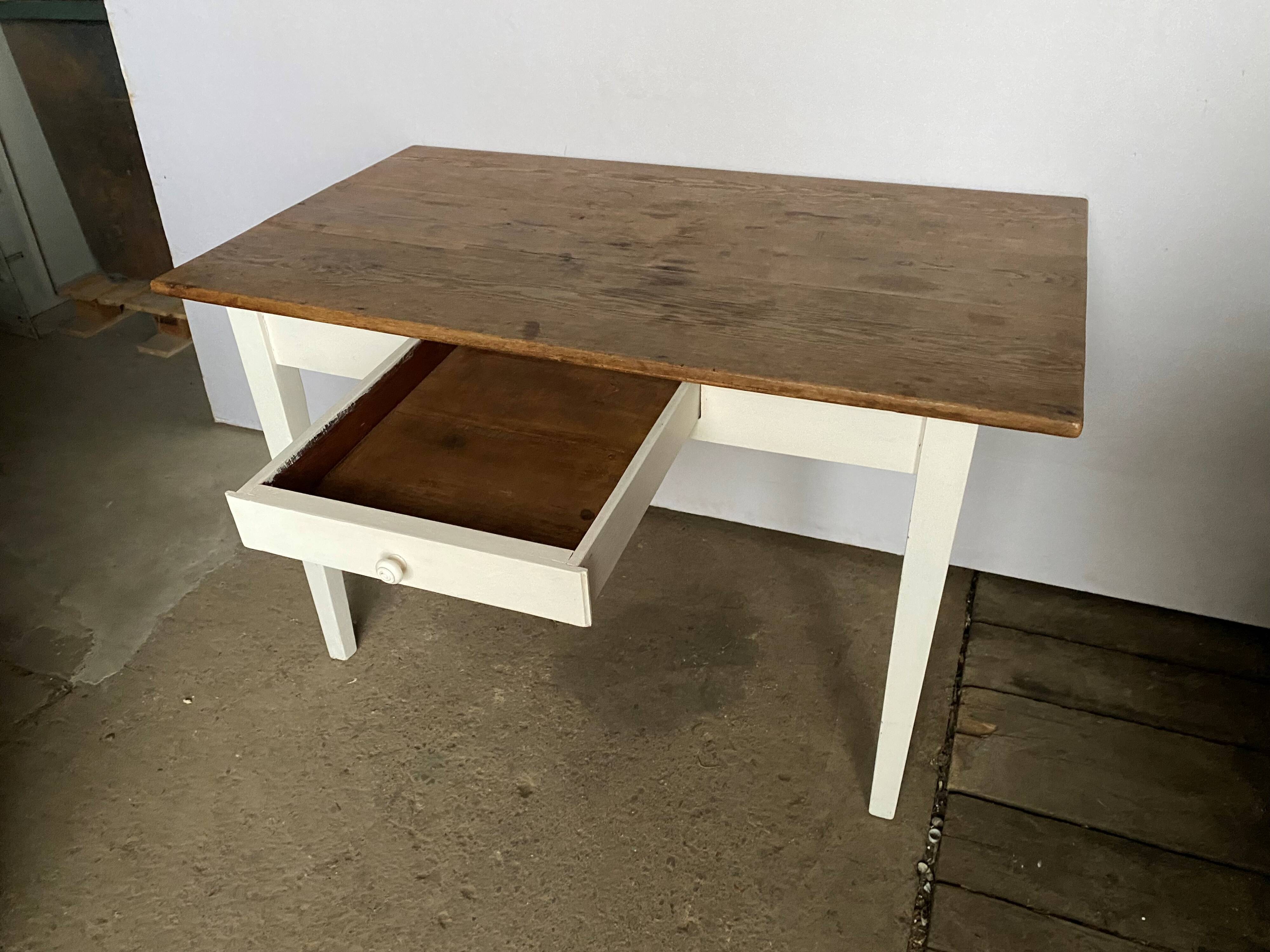 1-Drawer Solid Oak Dining Kitchen Farm Table 1900