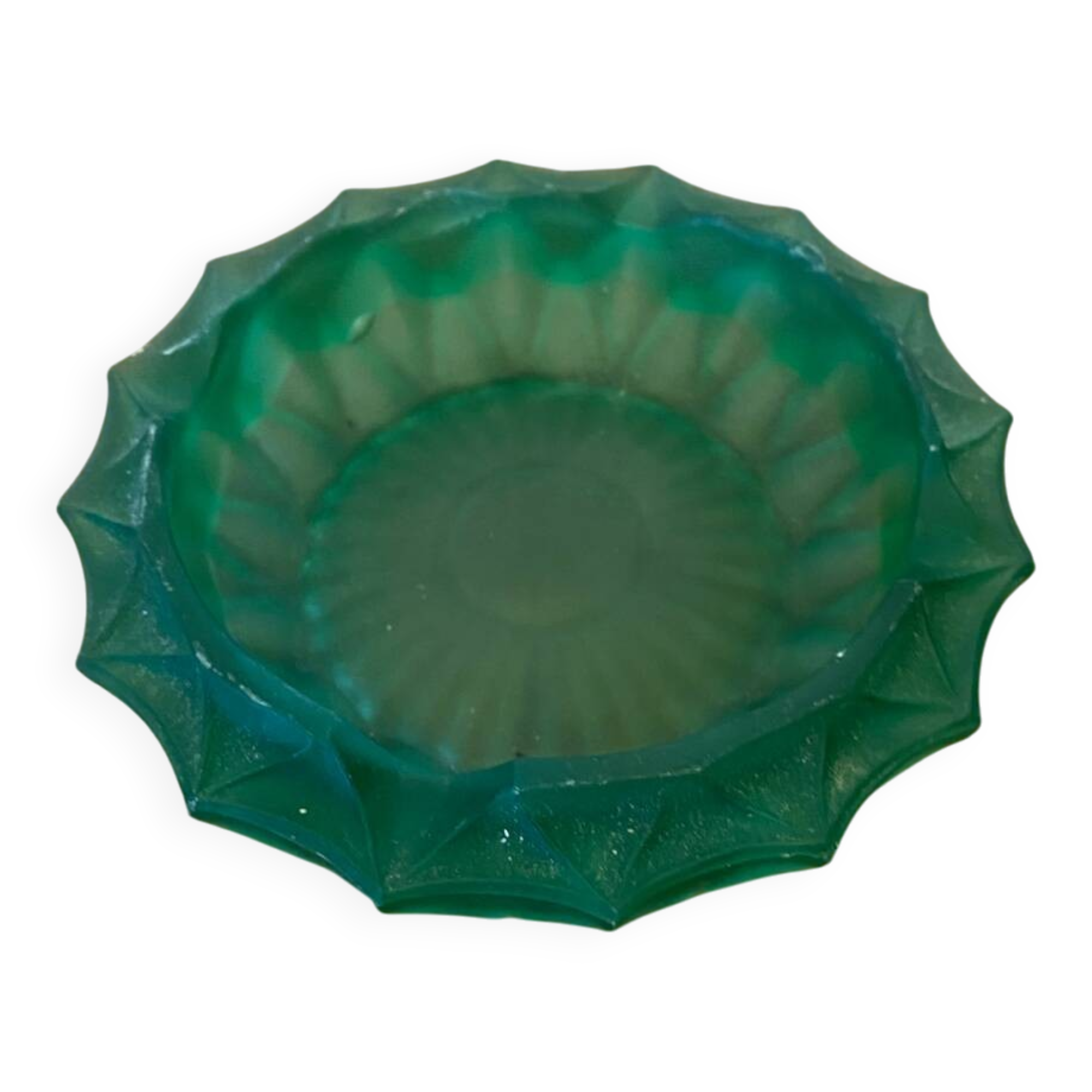 Antique LUMINARC Ashtray Vintage Green Molded Glass