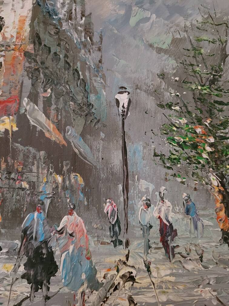 HST “Busy street in winter” by K. NEIL (20th century)