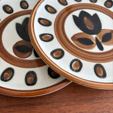 Set of 6 vintage 1970 Boch La Louvière dessert plates, kimono design.
