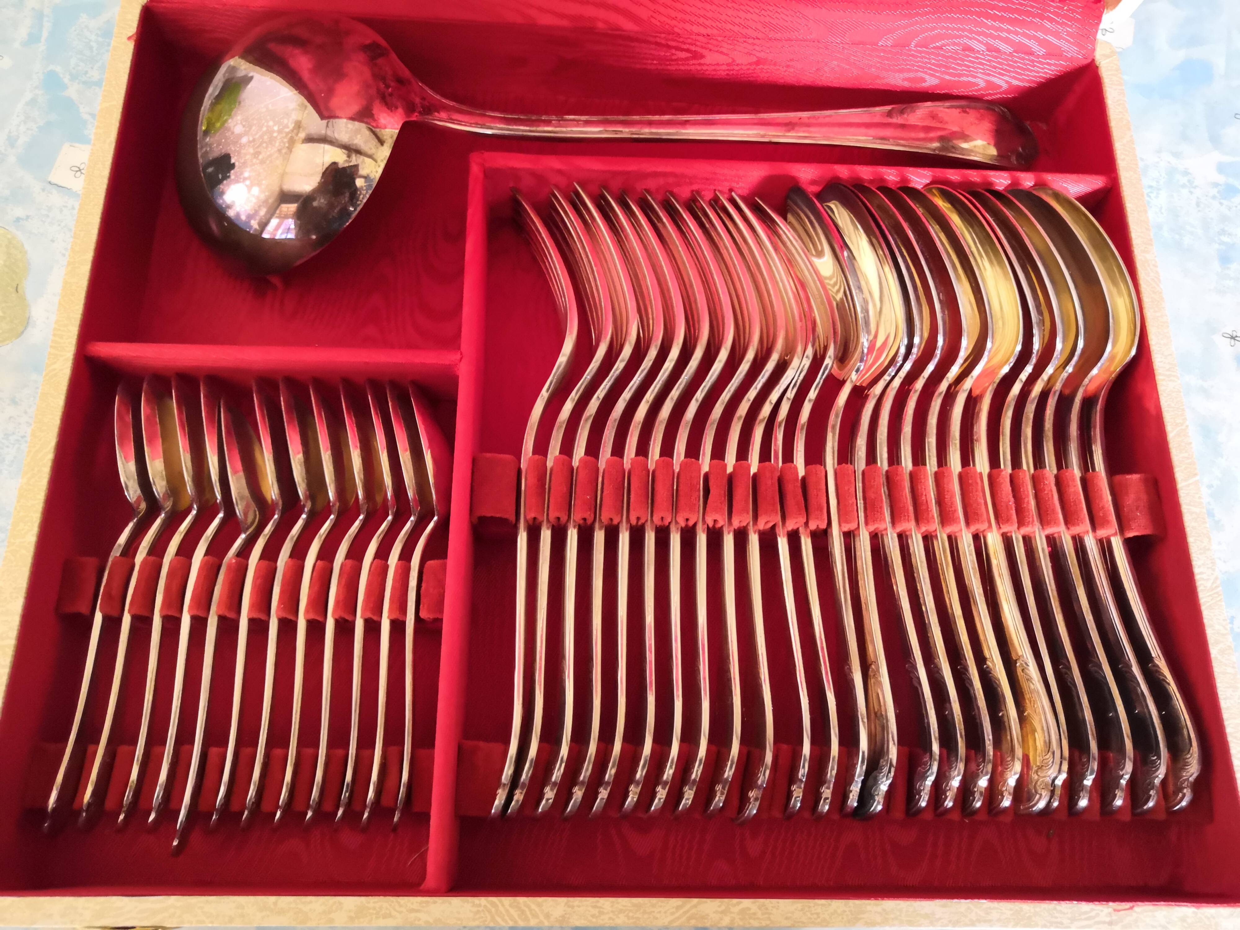 Fleuron (Christofle) silver plated cutlery set - 37 pieces/12 people Vintage 1970s