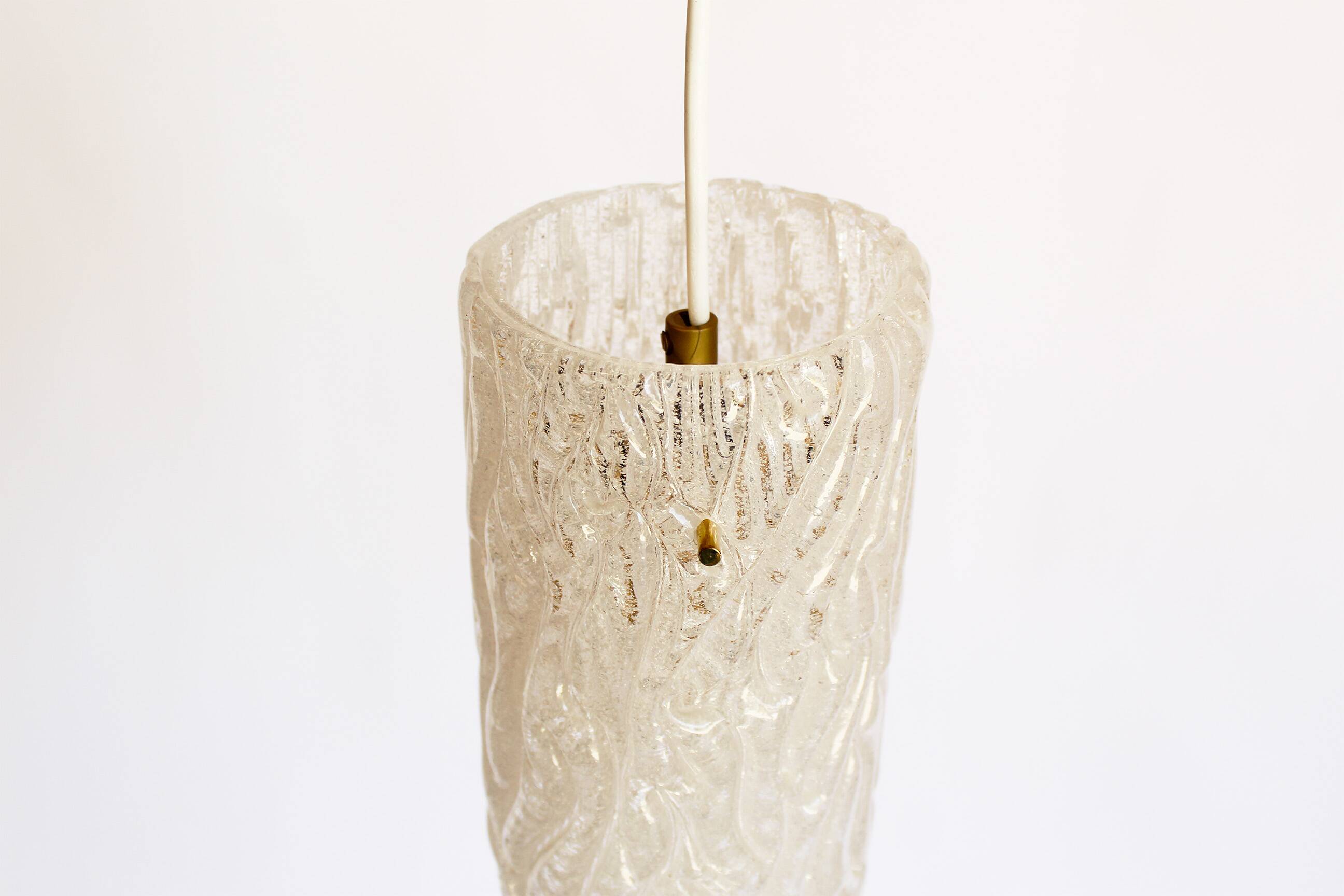 Petite ‘Riffle’ glass and brass pendant lamps by Kalmar