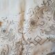 Round off-white tablecloth embroidered with grey flowers with 8 matching napkins - festive table