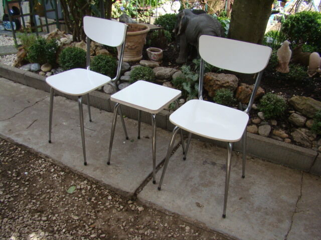 Lot of two formica chairs and a stool.vintage 60