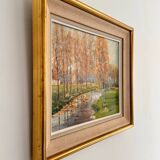 Oil on hardboard, landscape signed Pierre Douet