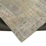 Hand-knotted oriental vintage 198 cm x 302 cm grey patchwork carpet