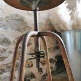 Vintage industrial stool, Metal and Wood