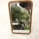 Ravissant miroir de barbier cuir verre biseauté 8x13cm