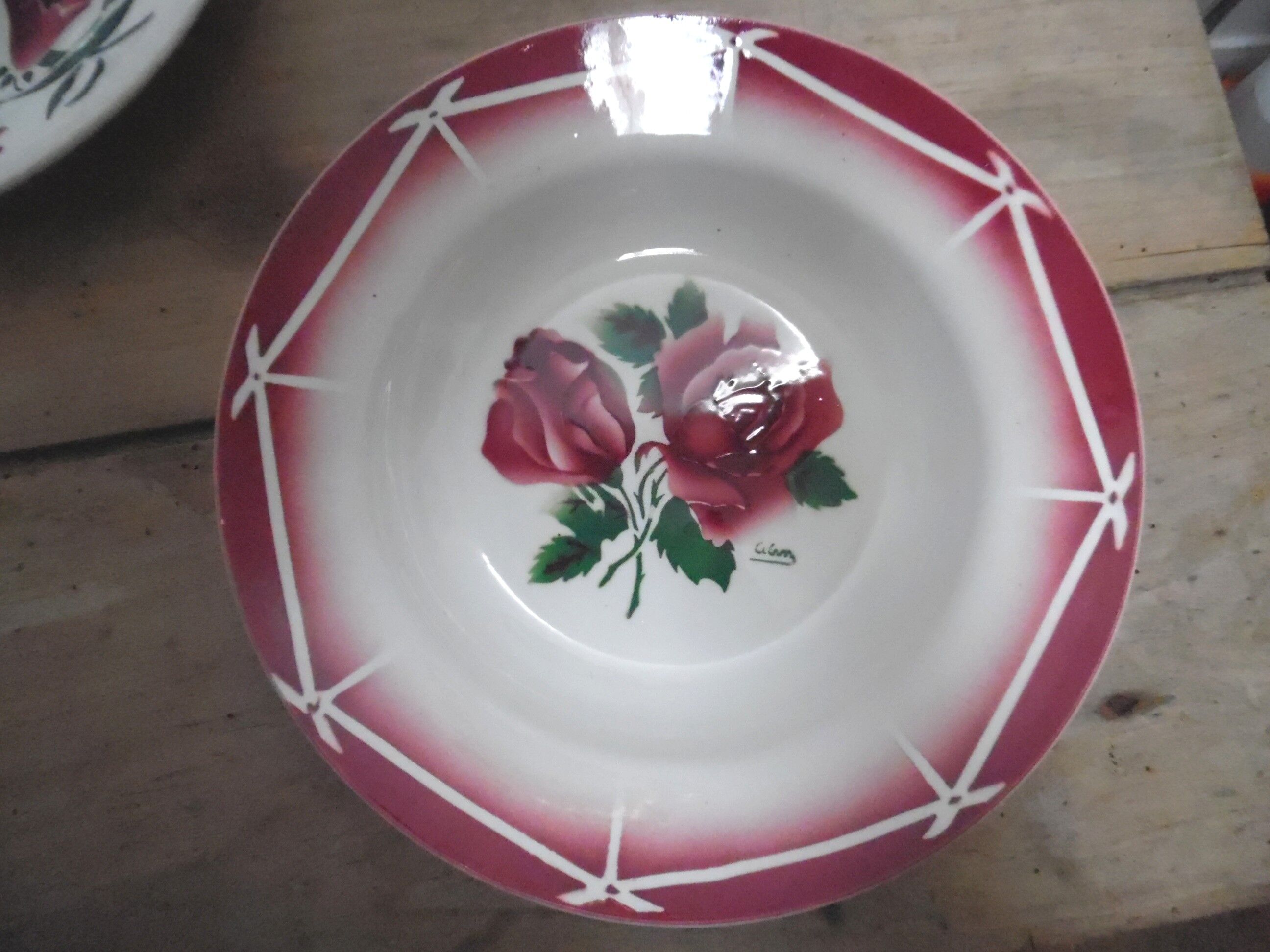 Five deep dishes earthenware mismatched