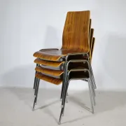 Mid-Century Shell Chairs in Teak and Metal Set of 4, 1970s