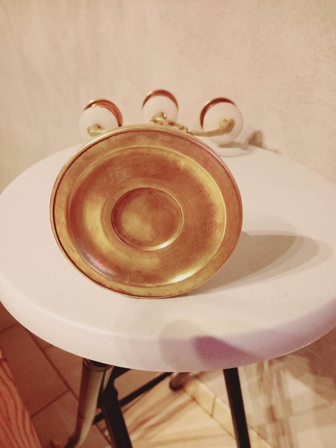 Brass and stone chandelier