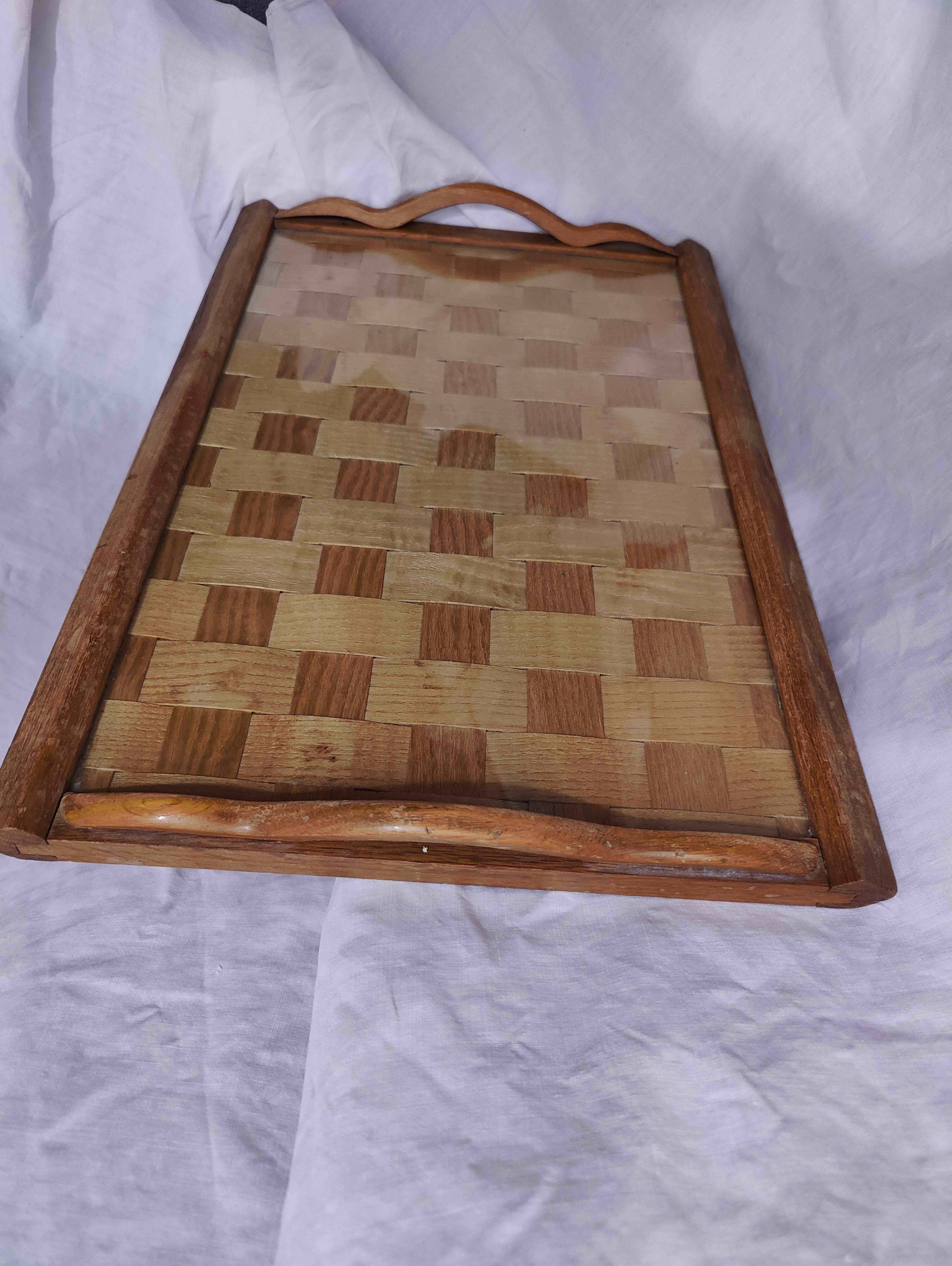 Woven wooden tray