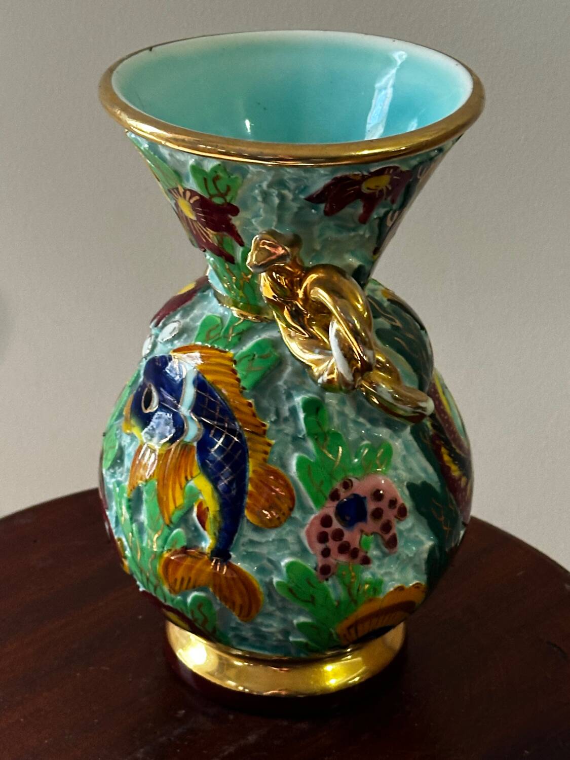 Cerdazur Monaco vase in ceramic with fish decoration