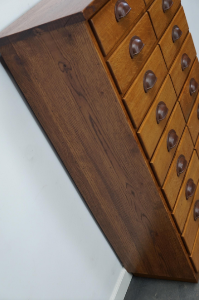 German apothecary's cabinet in oak mid-twentieth century