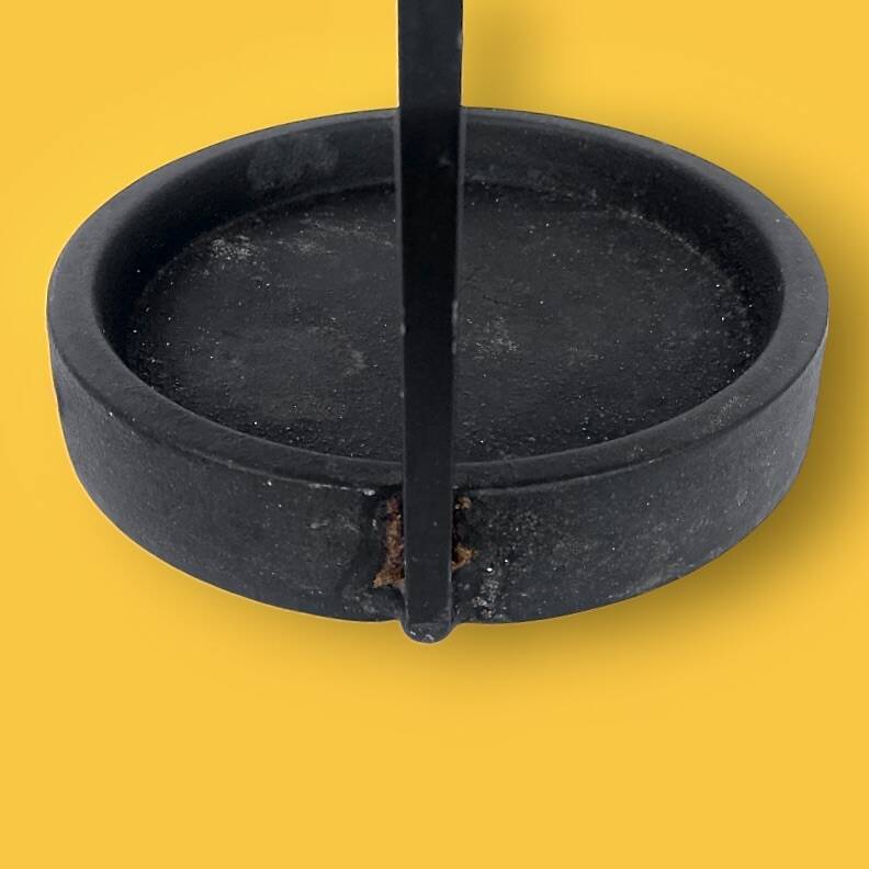 Antique wrought iron and red leatherette umbrella stand – 1960s