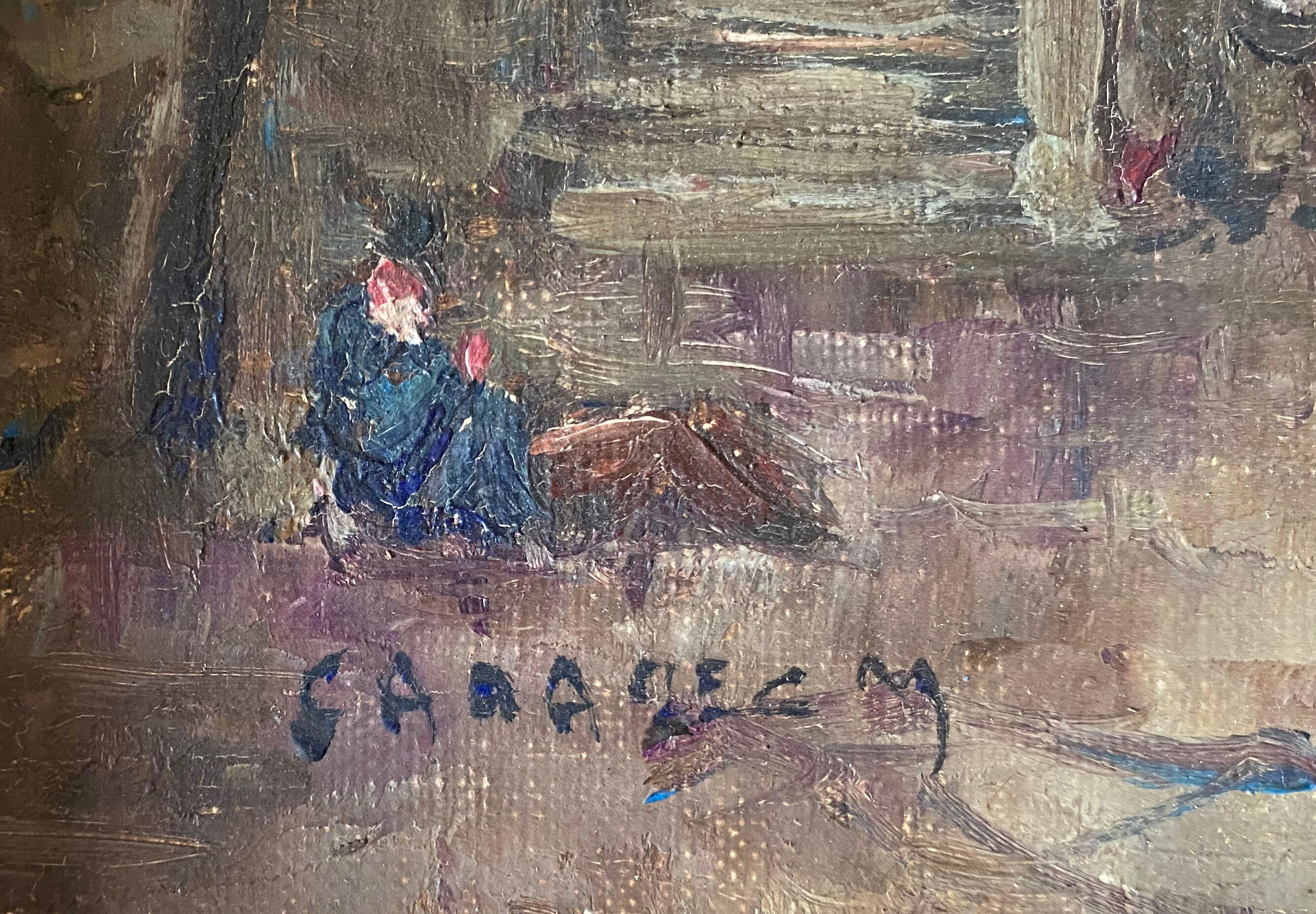 Tableau "Quai de Seine", Paris par Marcel Caradec (1901-1998) avec cadre
