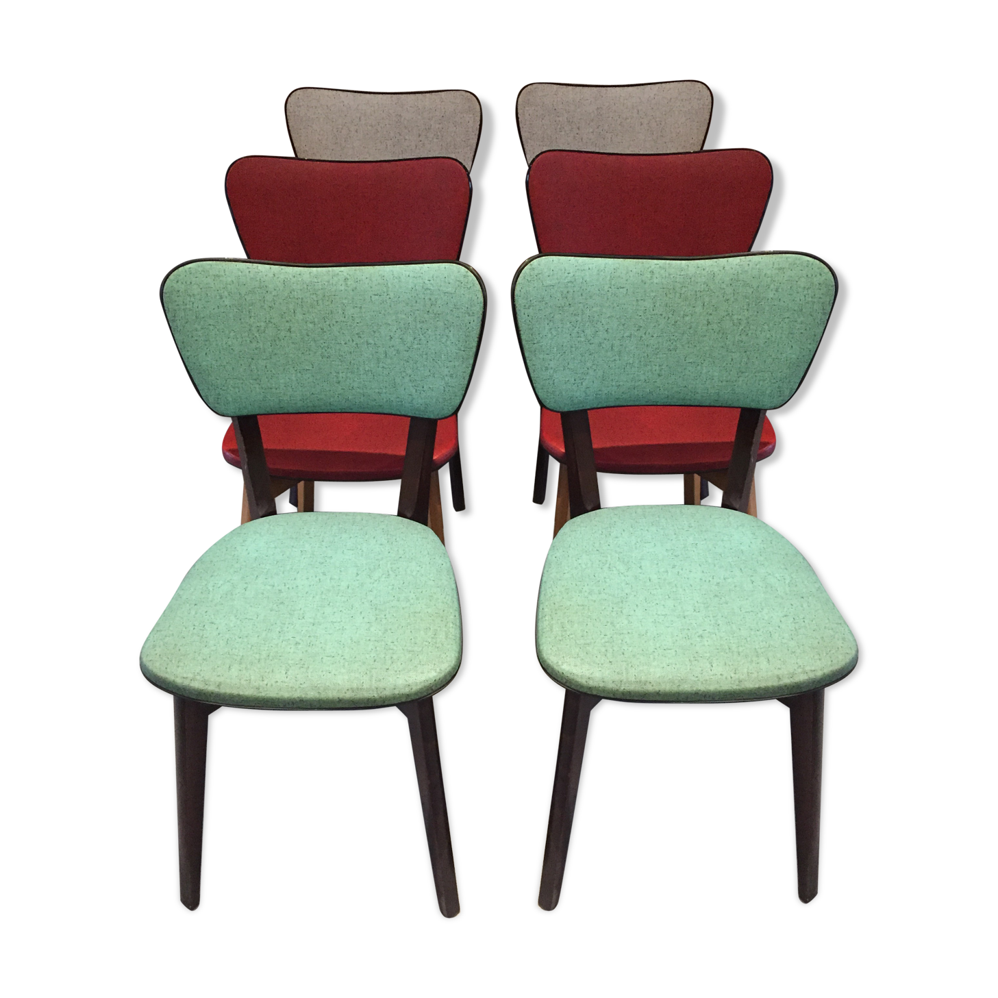 Suite of 6 vintage faux chairs