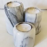 Set of 3 marble candle holders