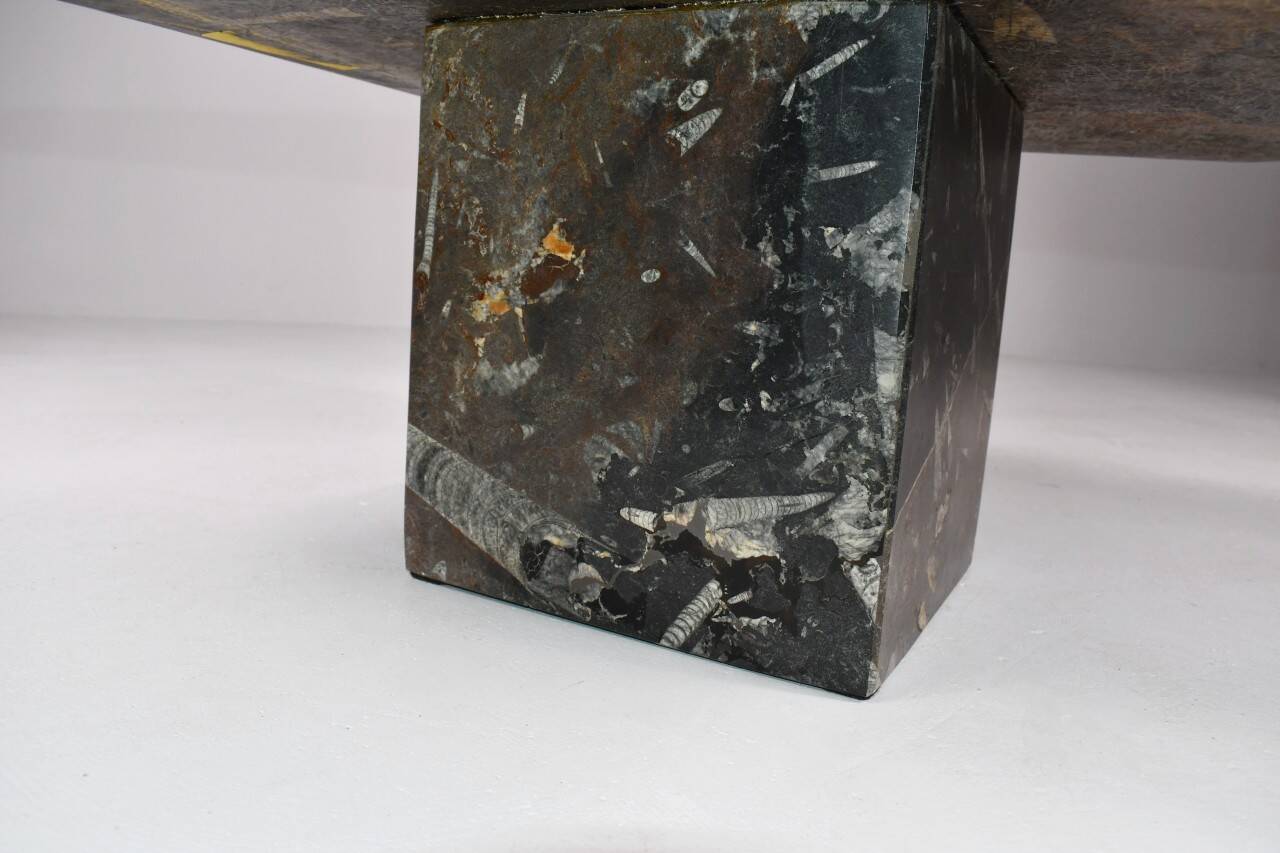 Petite table basse vintage fossilisée, années 1970