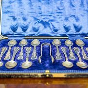 Antique English Silver Teaspoons, 1906, Set of 13