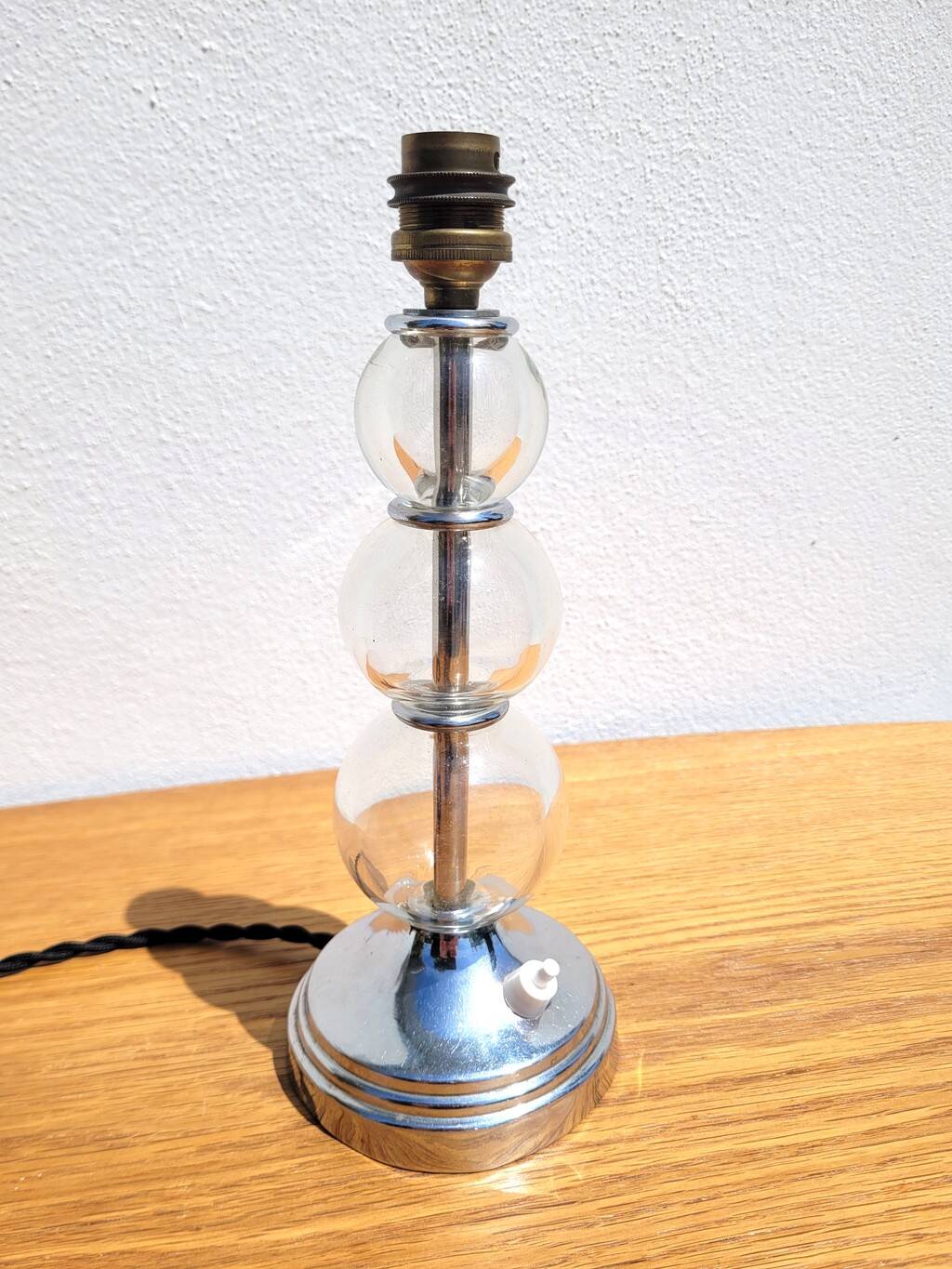 Chrome lamp base and glass balls dlg J. Adnet