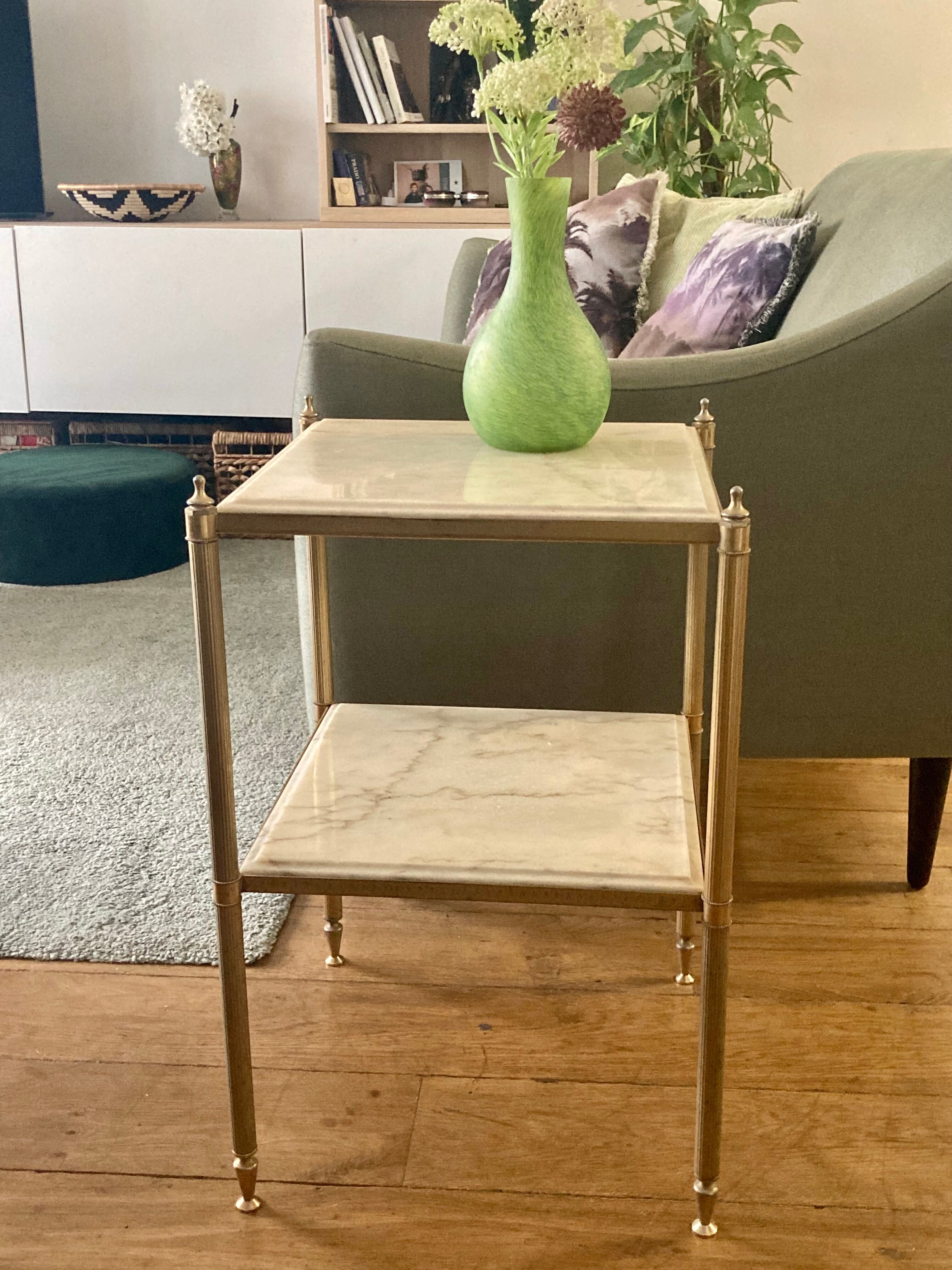 Brass and marble side table