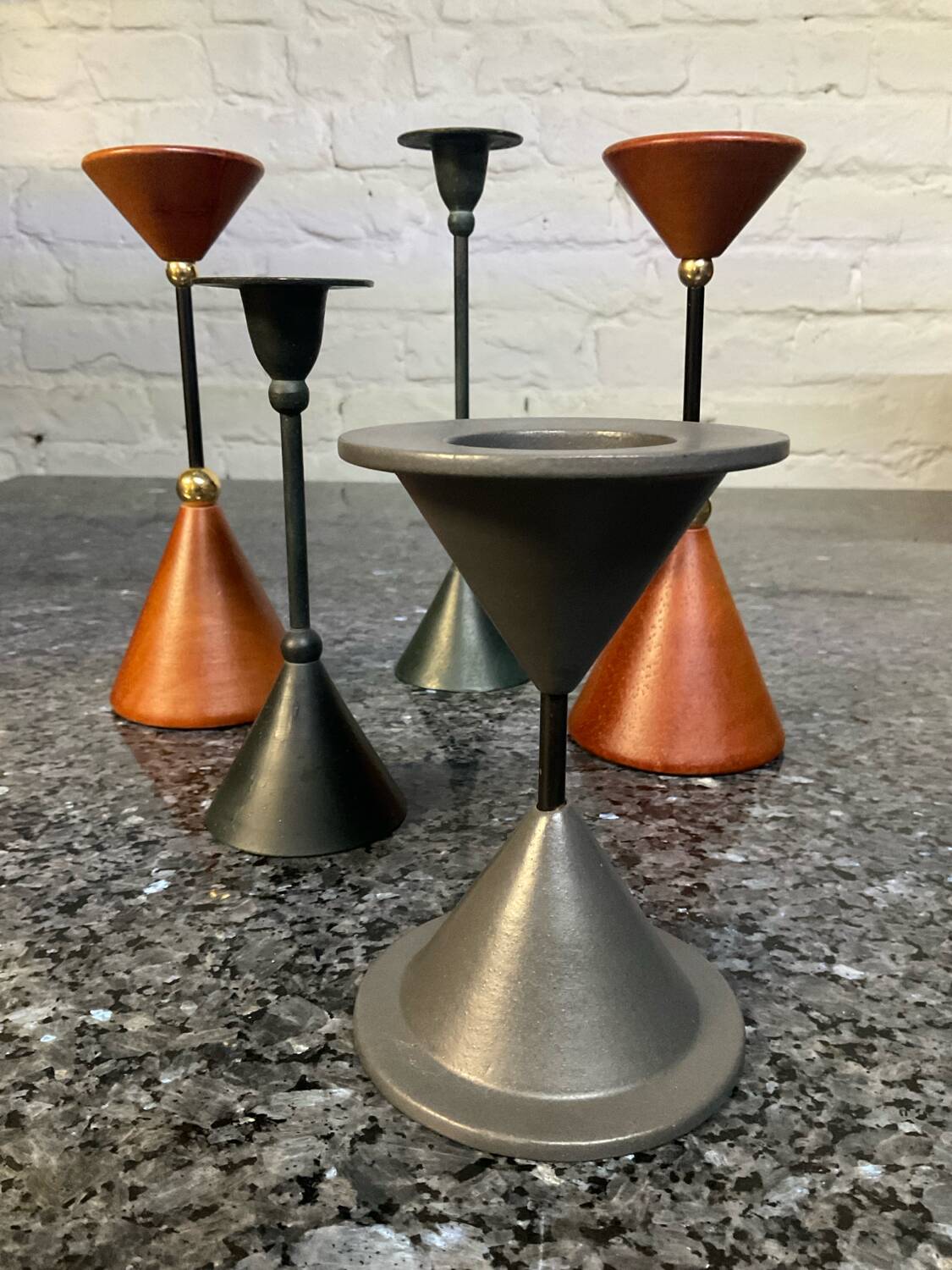 Set of 5 vintage diabolo candle holders