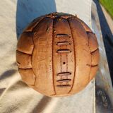 Old leather league soccer ball