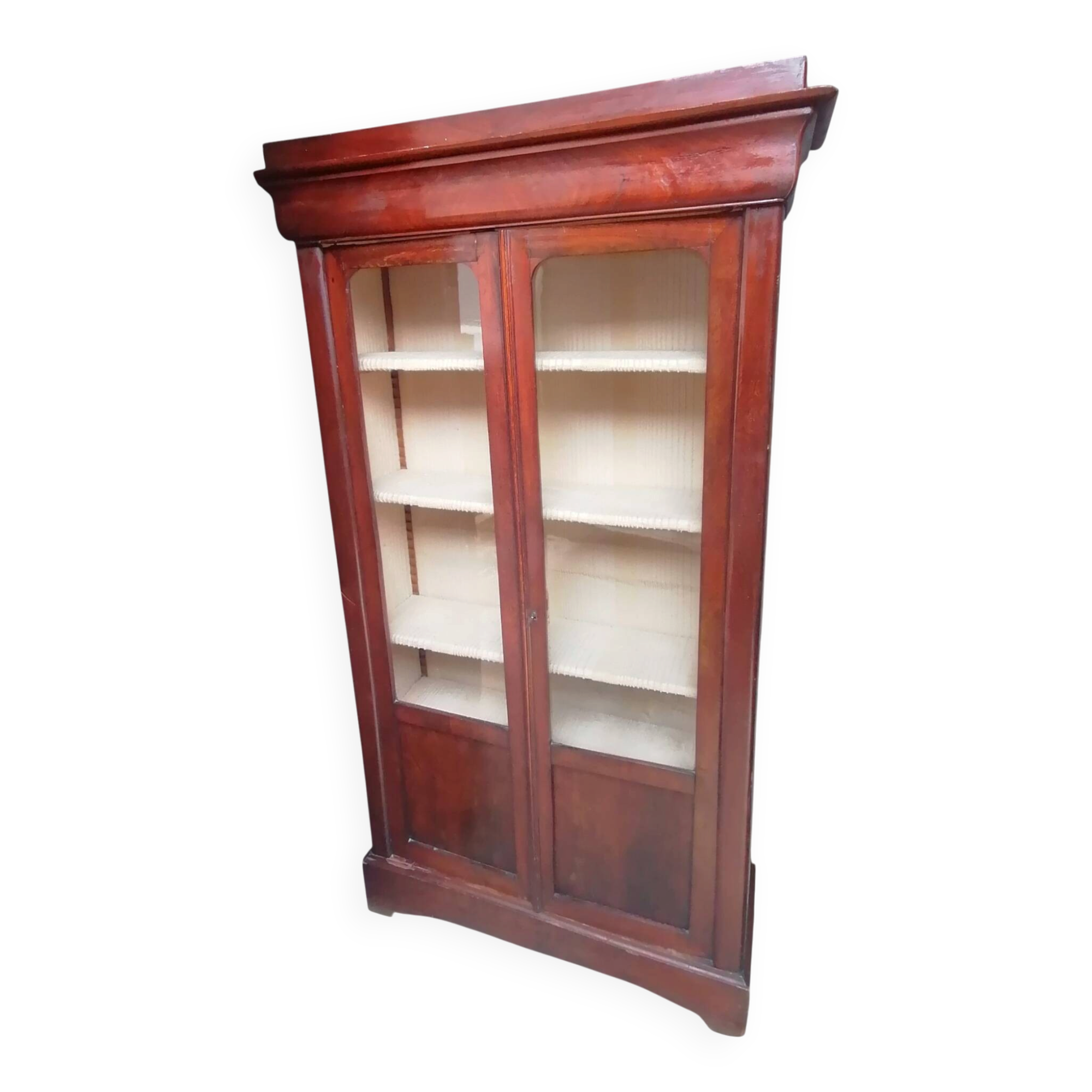 Antique mahogany veneer display cabinet from the 19th century - Louis Philippe style