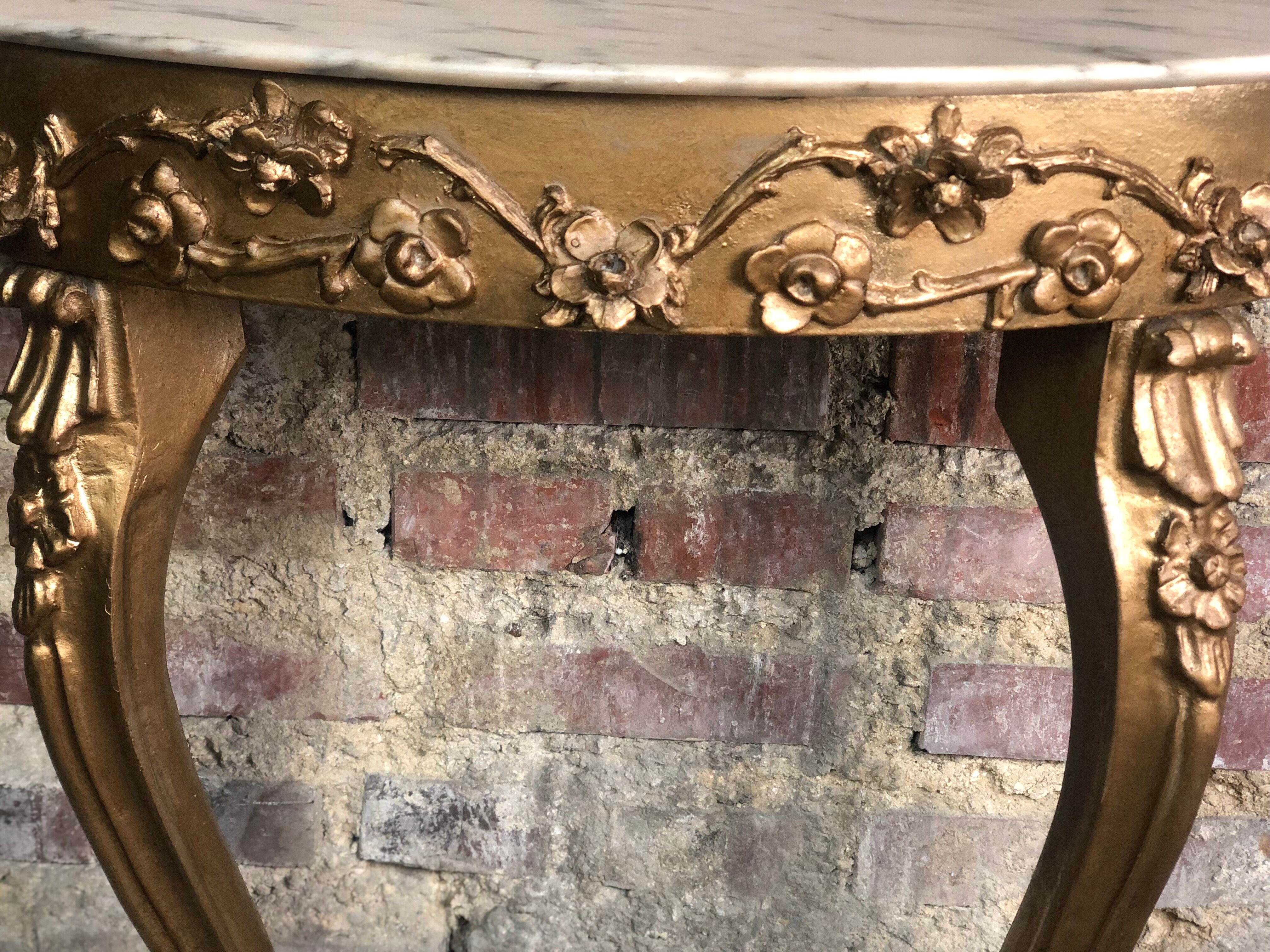 Louis XV style console in carved wood with marble top