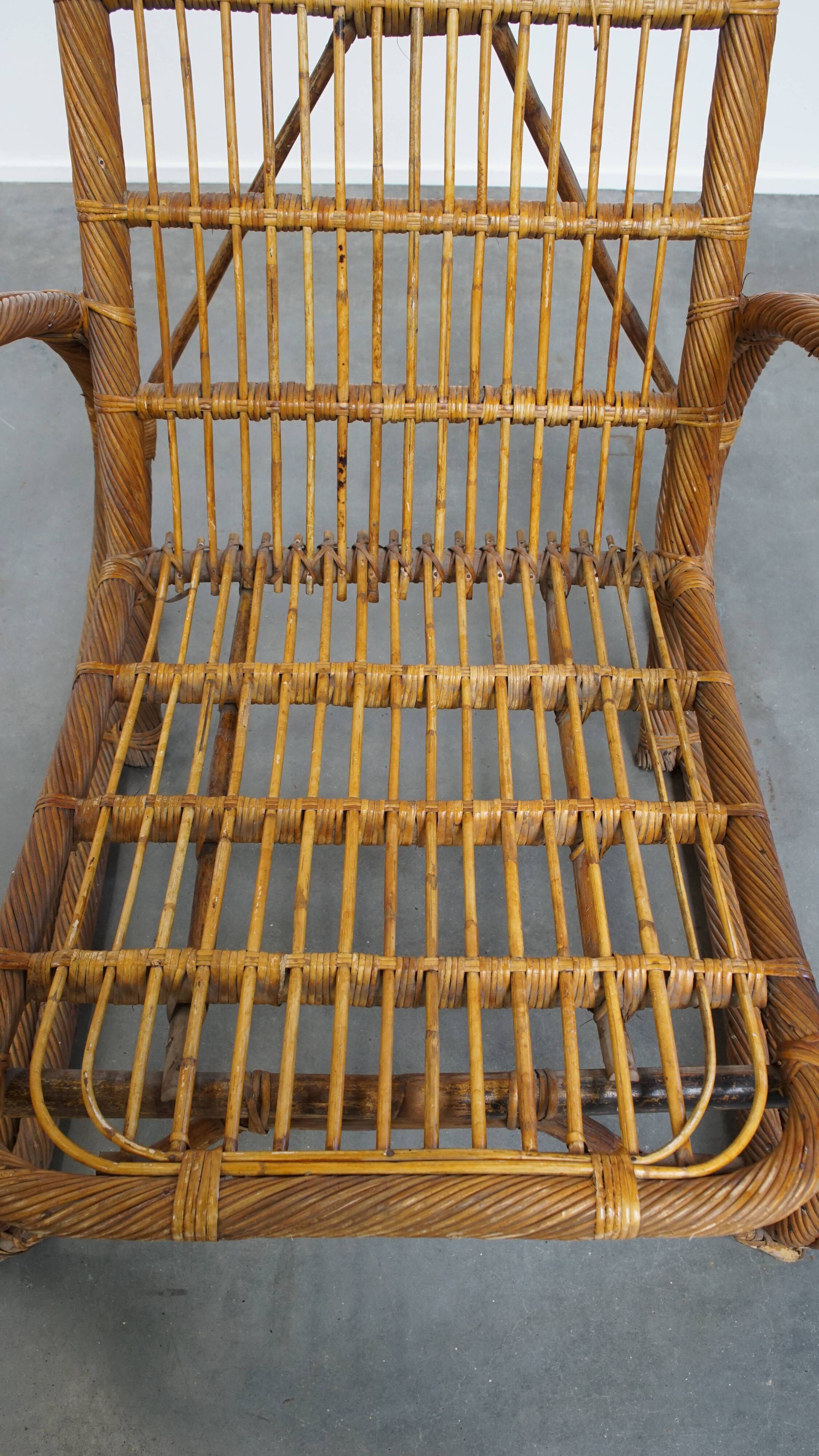 French Rattan Vintage Design Armchair from the 1950s
