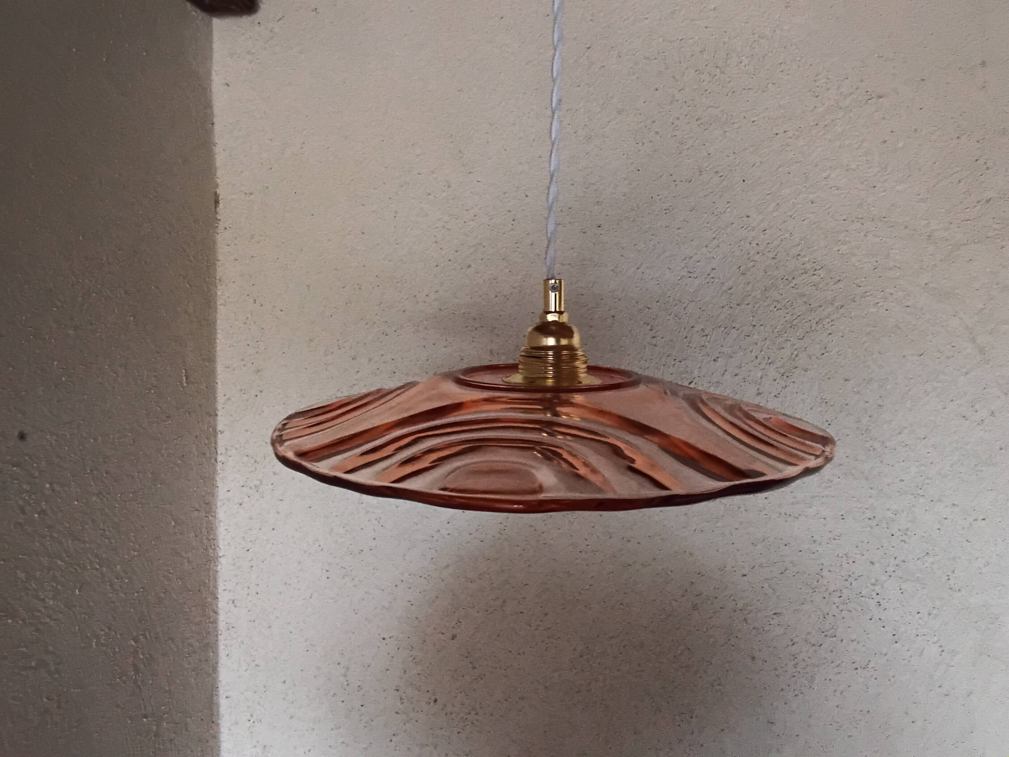 Vintage pink glass pendant light