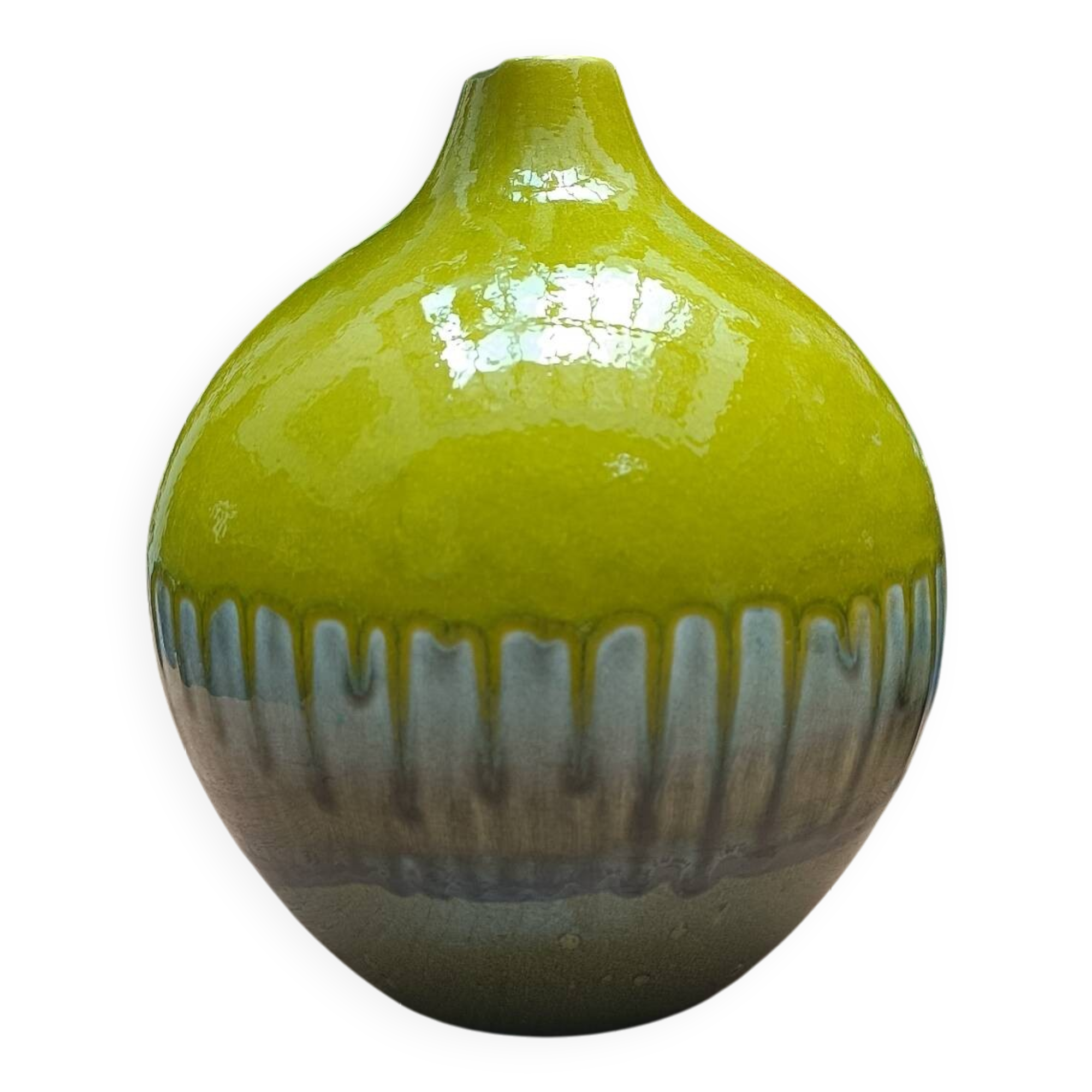 Green ceramic vase with stamp