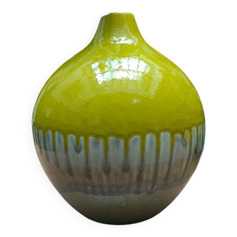 Green ceramic vase stamped