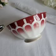 Old bowl in earthenware DIGOIN SARREGUEMINES with faceted burgundy.
