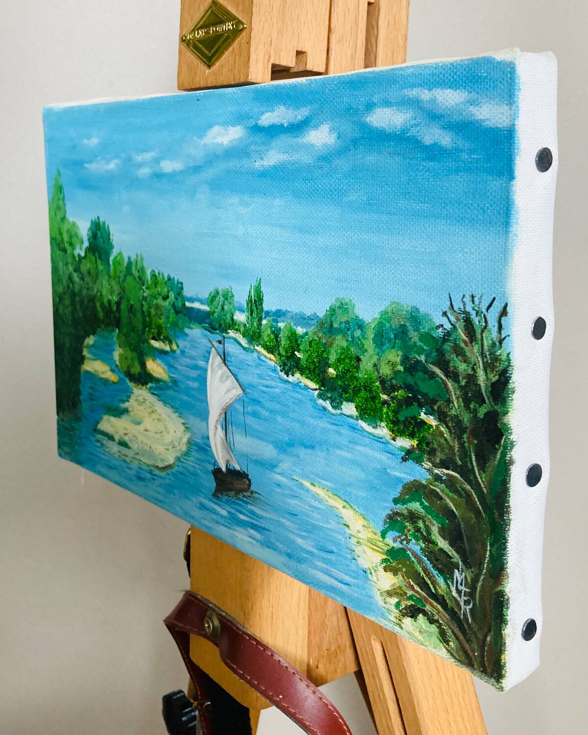 Oil painting on canvas 20th century seascape signed MLR Marie Louise REFALO