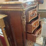 Weekly chest in wood veneer, curved and eventful shape, 20th century period