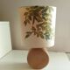 Wooden lamp with silk lampshade, hand painted, signed