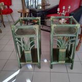 Pair of rattan bedside tables