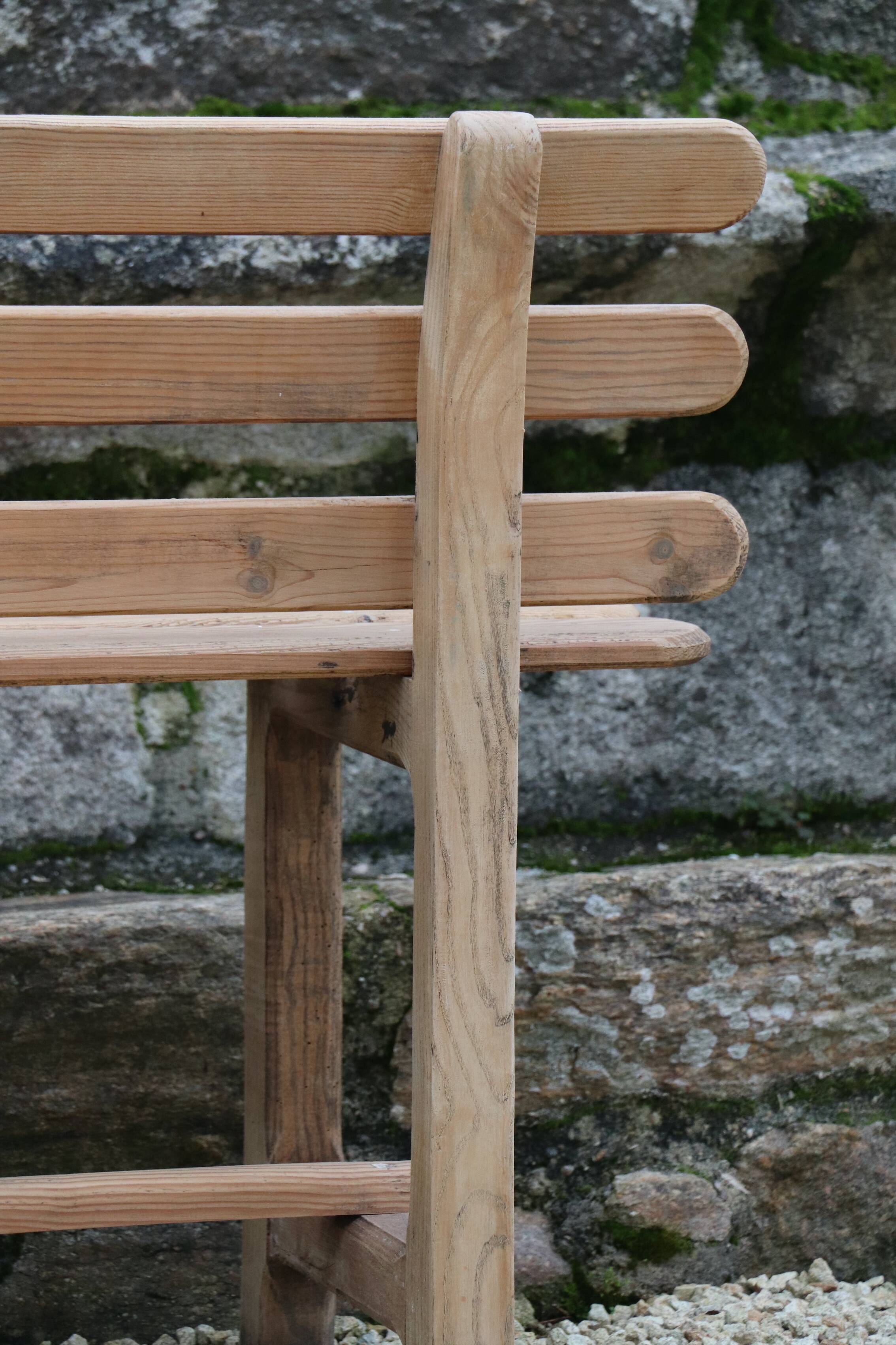 Large bench with solid wood backrest, 1930 Brittany