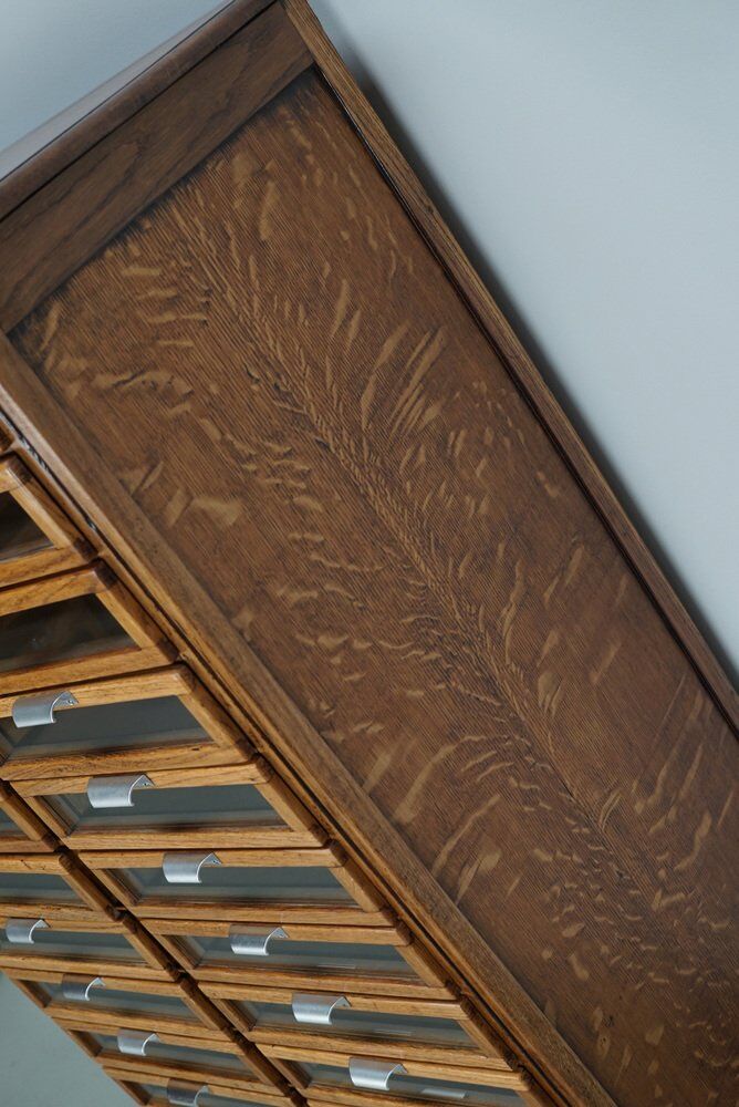 Vintage Dutch oak haberdashery shop cabinet, 1950s
