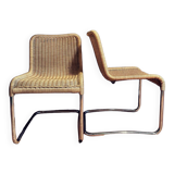 Pair of vintage rattan cantilever chairs