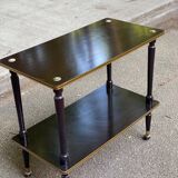 Double-tray rosewood serving trolley on gilded casters