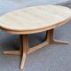 Table scandinave ovale extensible Baumann décapée en teck brut 240cm 1960