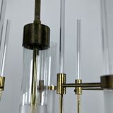 Sciolari, five arms brass and glass tube chandelier. Italy 1960s