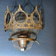 1970s Gothic Revival Crown Wall Sconce, Ornate Vintage Metal Lighting