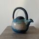 Handcrafted blue raku ceramic teapot – high handle Japanese design